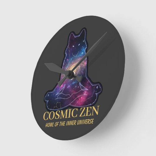 Cosmic Zen Wolf – Meditating Galaxy (NO NUMBERS) Ronde Klok (Hoek)
