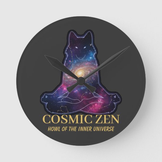 Cosmic Zen Wolf – Meditating Galaxy (NO NUMBERS) Ronde Klok (Voorkant)
