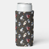 Cosmice space man fox cat stars pattern seltzer blikjeskoeler (Seltzer Voorkant)