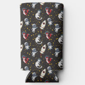 Cosmice space man fox cat stars pattern seltzer blikjeskoeler (Voorkant)