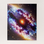 Cosmieblauw en paars met centrumsterkern legpuzzel (Verticaal)