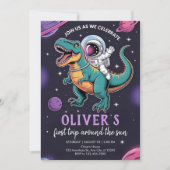 Cosmisch Dino Avonturenfeestje Kaart (Voorkant)
