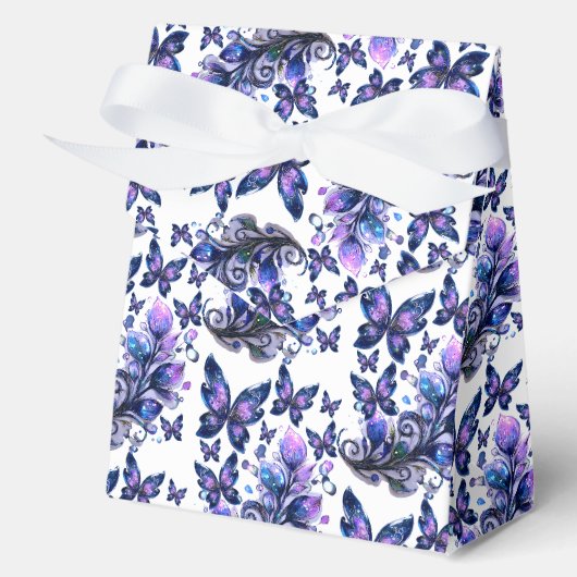 Cosmisch Glitter Vlinders Patroon Tent Bedankdoosjes (Voorkant)