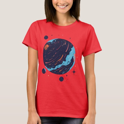 Cosmisch Planeet Ruimte Kunst T-Shirt (Voorkant)