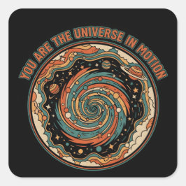 Cosmisch Universum in Beweging - Retro T-shirt Vierkante Sticker