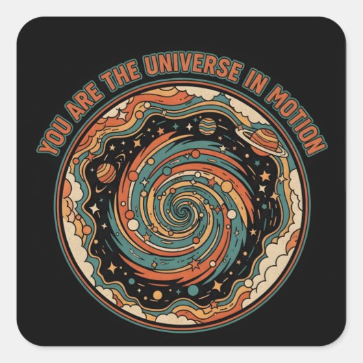 Cosmisch Universum in Beweging - Retro T-shirt Vierkante Sticker (Voorkant)