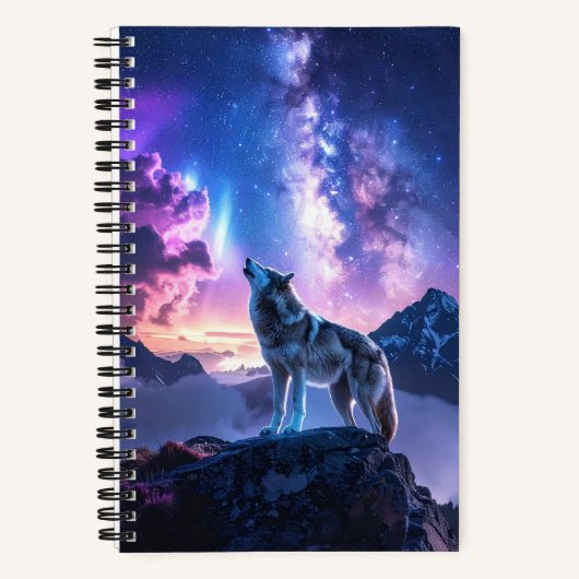 Cosmisch Wolf Spiraal Notebook Notitieboek (Voorkant)