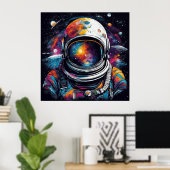 Cosmische Astronaut Nevel - Pop Art Vierkante Post Poster (Thuiskantoor)
