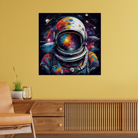 Cosmische Astronaut Nevel - Pop Art Vierkante Post Poster (Woonkamer 2)
