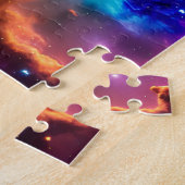 Cosmische blauwe paarse en roze magische heelal legpuzzel (Zijkant)