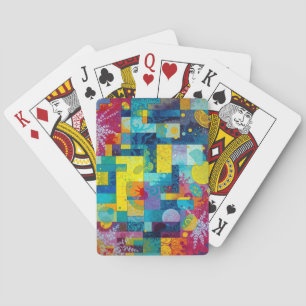 Cosmische Bloei Tuin: Abstract Mozaïek van Dromen Pokerkaarten