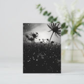 Cosmische bloei zwart-wit sterrenbloem briefkaart (Staand voorkant)