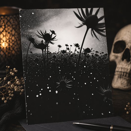 Cosmische bloei zwart-wit sterrenbloem briefkaart