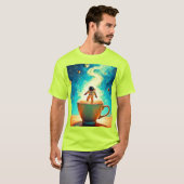 Cosmische Brouwsel: Astronaut's Coffiedroom T-shirt (Voorkant volledig)