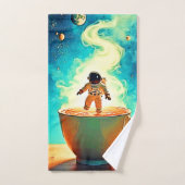 Cosmische Brouwsel: Astronaut's Koffiedroom Bad Handdoek (Handdoek)