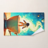 Cosmische Brouwsel: Astronaut's Koffiedroom Bad Handdoek (Handdoek)