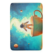Cosmische Brouwsel: Astronaut's Koffiedroom Badmat (Voorkant Verticaal)