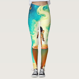 Cosmische Brouwsel: Astronaut's Koffiedroom Leggings