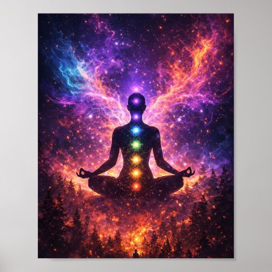 Cosmische Chakra Meditatie Poster (Voorkant)