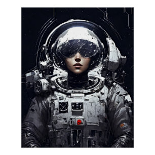 Cosmische Dromen Sci-Fi Meisje Astronaut Cyberpunk Perfect Poster