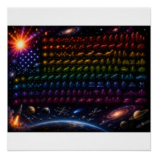 Cosmische evolutie Amerikaanse vlag | Oerknal tot  Perfect Poster