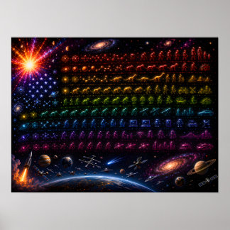 Cosmische evolutie Amerikaanse vlag | Oerknal tot  Poster
