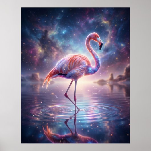 Cosmische Flamingo Lagune Gloed Poster (Voorkant)