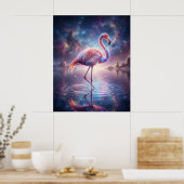 Cosmische Flamingo Lagune Gloed Poster (Keuken)