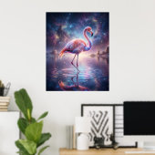 Cosmische Flamingo Lagune Gloed Poster (Thuiskantoor)