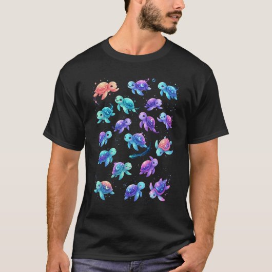 Cosmische Galaxy Schildpad - Kawaii Hemelse Zee Cr T-shirt (Voorkant)