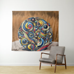 Cosmische Harmonie Geometrische Kunst Cirkelvormig Wandkleed