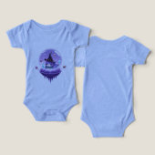 Cosmische Heks Kat Kawaii Baby Body (Ontwerp Voorkant & Achterkant)