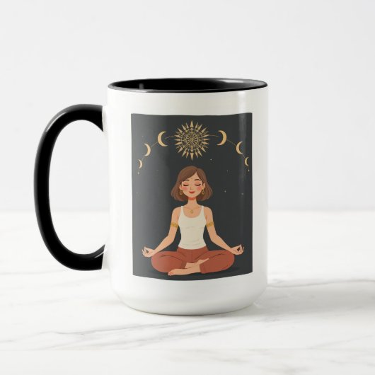 Cosmische Maanfasen Hemelse Yoga Mok (Links)
