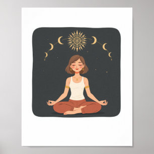 Cosmische maanfasen Mediterende Yoga Poster
