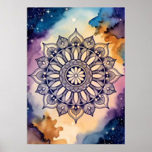 Cosmische Mandala Kunst – Hemelse en Spirituele Vo Poster