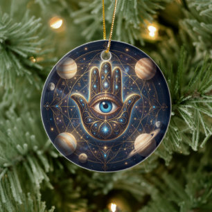 Cosmische marine goud hemels Hamsa-boze oog Keramisch Ornament