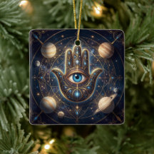 Cosmische marine goud hemels Hamsa-boze oog