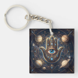 Cosmische marine goud hemelse Hamsa boze oog Sleutelhanger