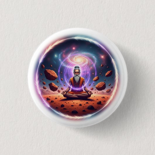 Cosmische Meditatie Knopspeld Ronde Button 3,2 Cm (Voorkant)
