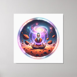 Cosmische Meditator op Gespannen Canvas Kunst