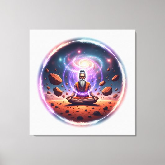 Cosmische Meditator op Gespannen Canvas Kunst (Voorkant)