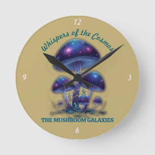 Cosmische Melkpad Paddenstoelen • Whimsieke Fantas Ronde Klok