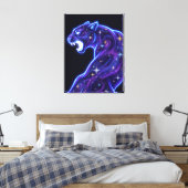 Cosmische Neon Panter Melkweg Kunst Canvasprint Canvas Afdruk (Insitu (Slaapkamer))