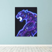 Cosmische Neon Panter Melkweg Kunst Canvasprint Canvas Afdruk (Insitu (Houten vloer))