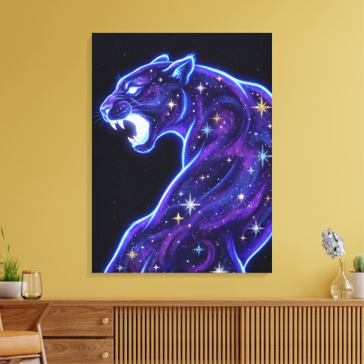 Cosmische Neon Panter Melkweg Kunst Canvasprint Canvas Afdruk (Insitu (Woonkamer))