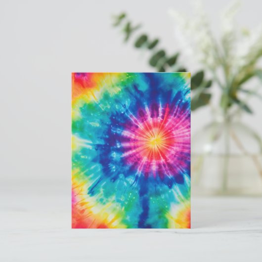 Cosmische neon regenboog stropdas kleurstof briefkaart (Staand voorkant)