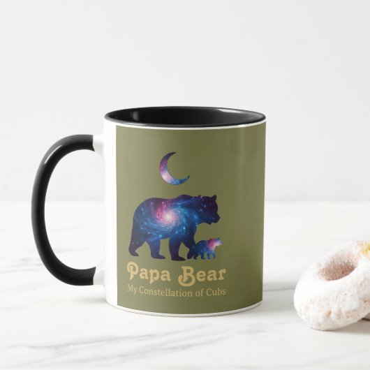 Cosmische Papa Beer & Welp Mok (Met donut)