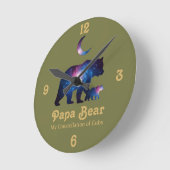 Cosmische Papa Beer & Welp Ronde Klok (Hoek)