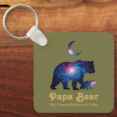 Cosmische Papa Beer & Welp Sleutelhanger (Voorkant)