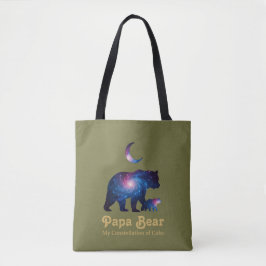 Cosmische Papa Beer & Welp Tote Bag